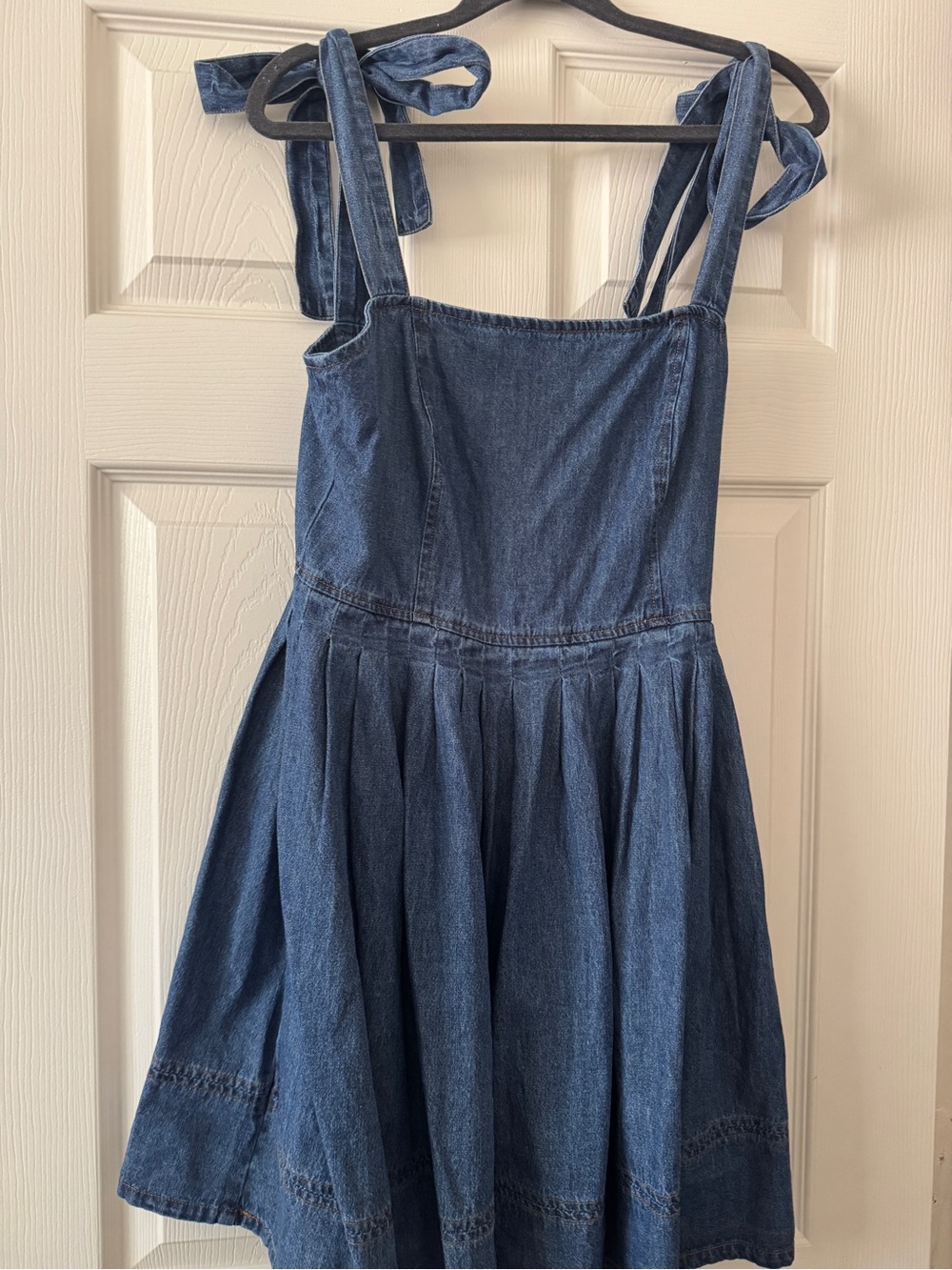 Forever 21 Dark Blue Denim Tie-Shoulder Sundress
